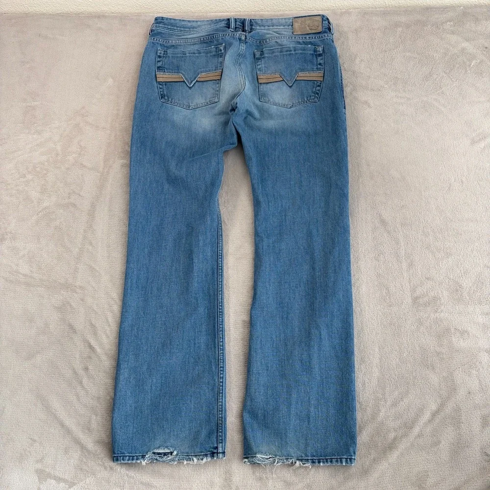 Diesel Zatiny‎ Bootcut Jeans Men 36x34 Blue 008AT Distressed Fade Button Fly